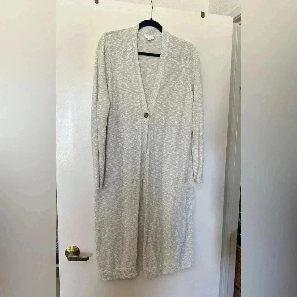 Pure Jill Single Button Long Sleeve Cream Cardigan